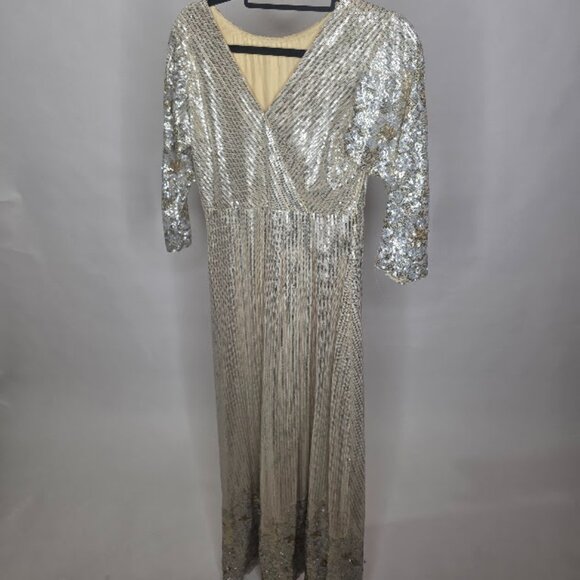 Long Dress Silver Sequence Wedding Guest Dress Formal Small - Picture 1 of 5